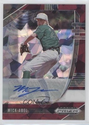 2020 Panini Prizm Draft Picks Burgundy Cracked Ice 10/12 Mick Abel Auto nd3
