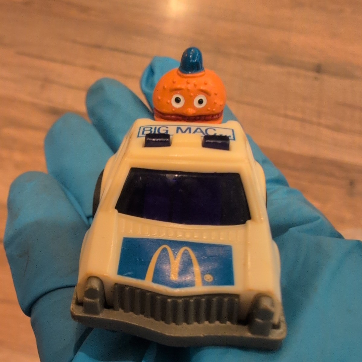 Vintage Big Mac Blue & White Racer 1984 McDonalds Happy Meal Toys