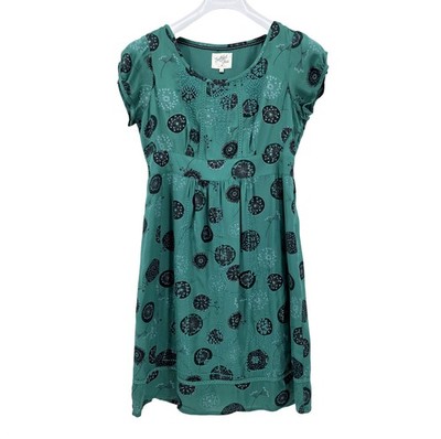 Faithful and True Damen Kurzarmkleid Grün Florales Muster Gr. 40