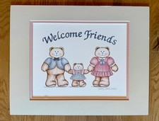 DEBBY RUBIS Bear Family WELCOME FRIENDS Signed/Dated 84 Matted Nursery Art 11x14