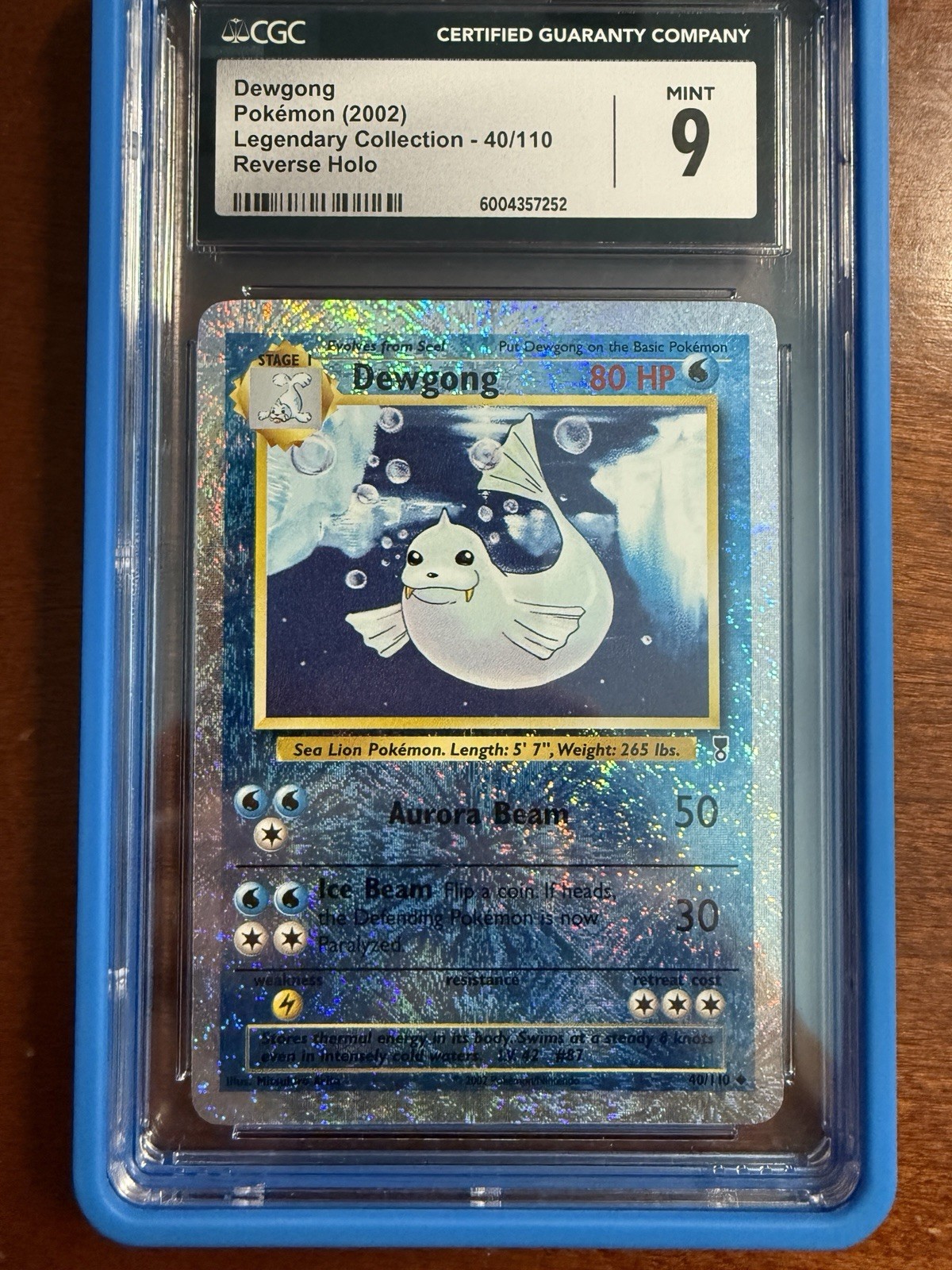 Dewgong Reverse Foil #40 2002 Pokemon Legendary Cgc 9 With Graded Guard