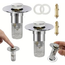 Bathroom Sink Drain Strainer, Pop Up Sink Drain Filter with Removable Stainless