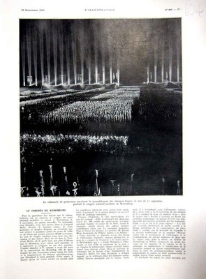 Original alter Vintage Druck Nürnberger Kongress Nationalsozialisten Französisch 1936