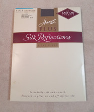 Hanes Plus Control Top Silk Reflections BARELY BLACK pantyhose sz four-five plus