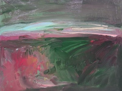 Original Art Acrylic Abstract Landscape 16'' x 20'' Canvas Last Light End Of Day