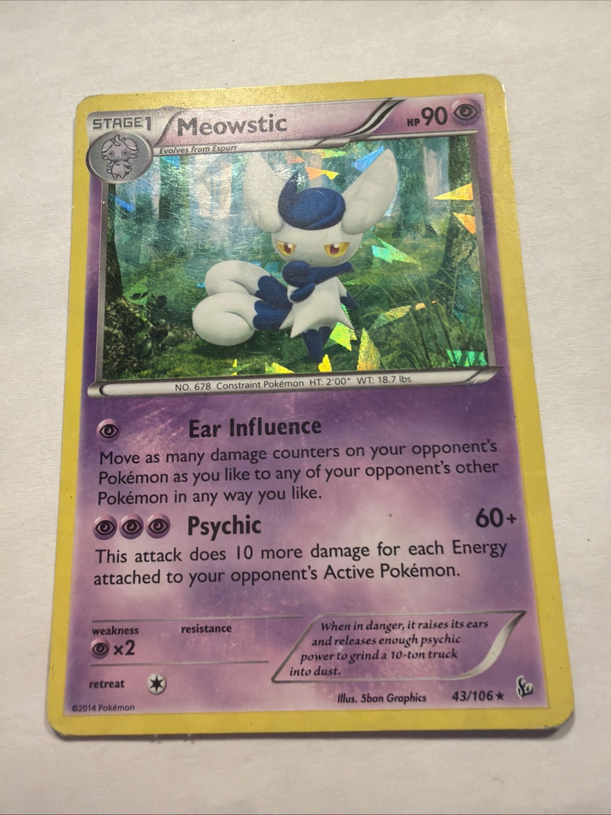 Pokémon TCG Meowstic Flashfire 43/106 Cracked Ice Holo Rare
