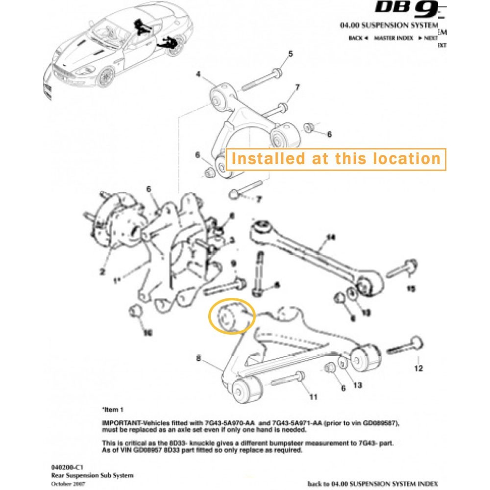 Aston Martin Rapide Rear Lower Ball joint