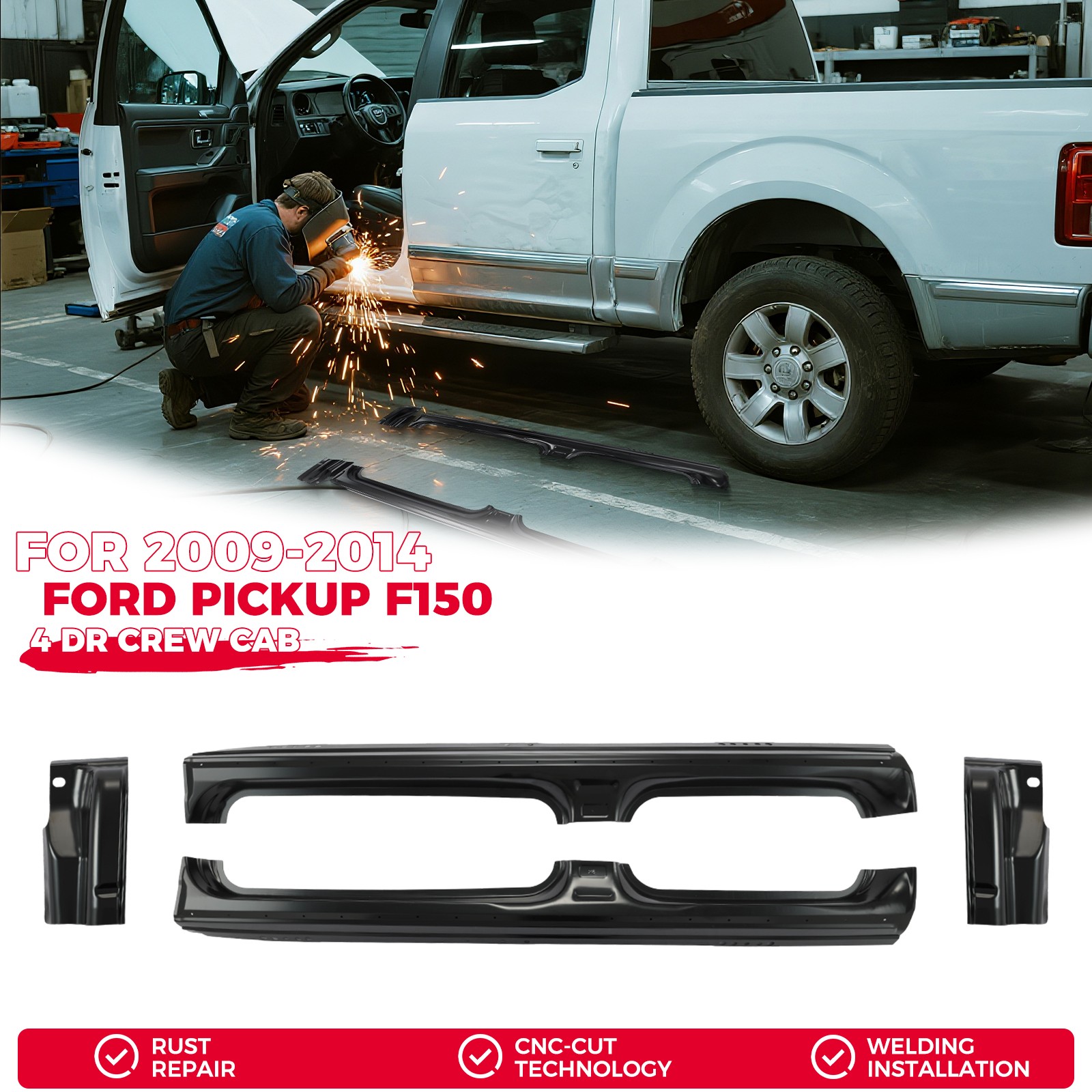 Lh Rh 2009-2014 Ford Pickup F150 Rocker Panels and Cab Corners 4 Dr ...