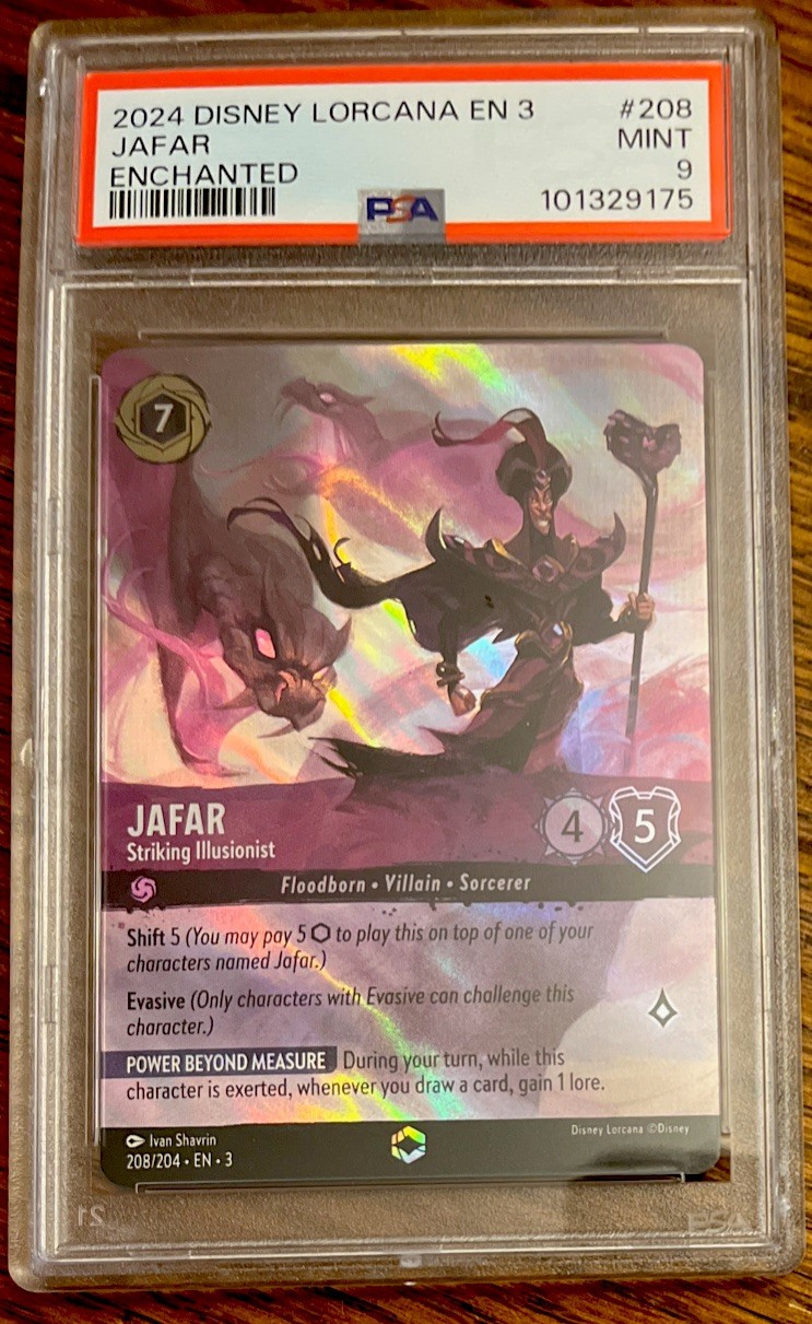 2024 PSA 9 JAFAR Disney Lorcana Enchanted Into The Inklands En 3 #208 Card