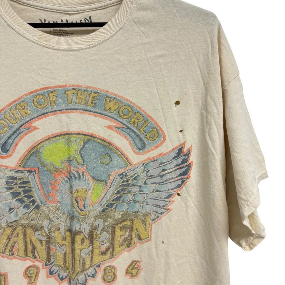 Van Halen Hombre Retro Camiseta Manga Corta Beige Gráficos Estilo Vintage Talla Única Foto 4 de 4