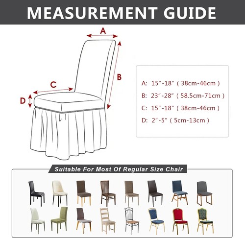 Chair Covers Dining Room Set of 4 Stretch Chair Slipcovers W/ Skirt Kitchen Seat - Picture 5 of 8