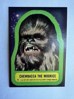 1977 Topps Star Wars Sticker #4 Chewbacca the Wookiee   Vintage Original NM