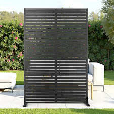 Metal Privacy Screen with Stand 72" H 47" W Outdoor Freestanding Privacy Screen