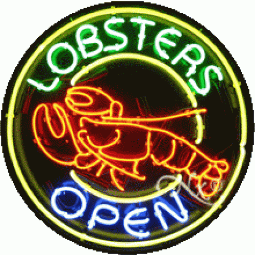 BRAND NEW “LOBSTERS OPEN" 26x26x3 ROUND REAL NEON SIGN w/ CUSTOM