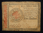January 14Th 1779 $5 Five Dollars Continential Colonial American Currency