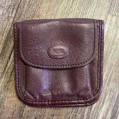 Vintage MUNDI Snap Fold Red Brown Wallet Pebbled Cow Hide