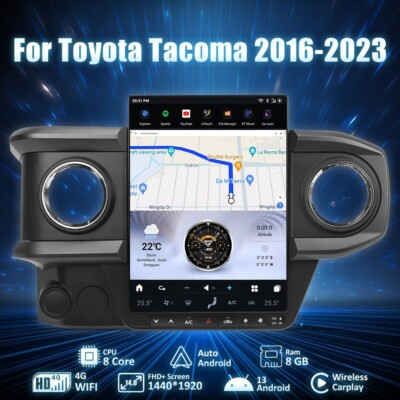 13.8'' Tesla Screen GPS Navi 128G Radio Stereo Player For Toyota Tacoma 2016-2023