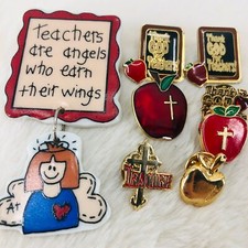 Christian School Teacher Appreciation Gift Idea Enamel Lapel Pin Lot - Cross
