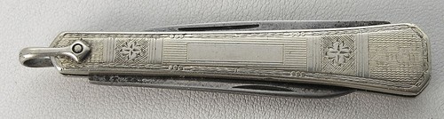 1930's 2 Blade Hayward Art Deco White Gold Filled Pen Pocket Watch Chain Knife