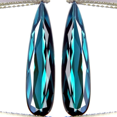 4.88ct FLAWLESS RARE NATURAL PEACOCK BLUE INDICOLITE TOURMALINE MATCHING PAIR!