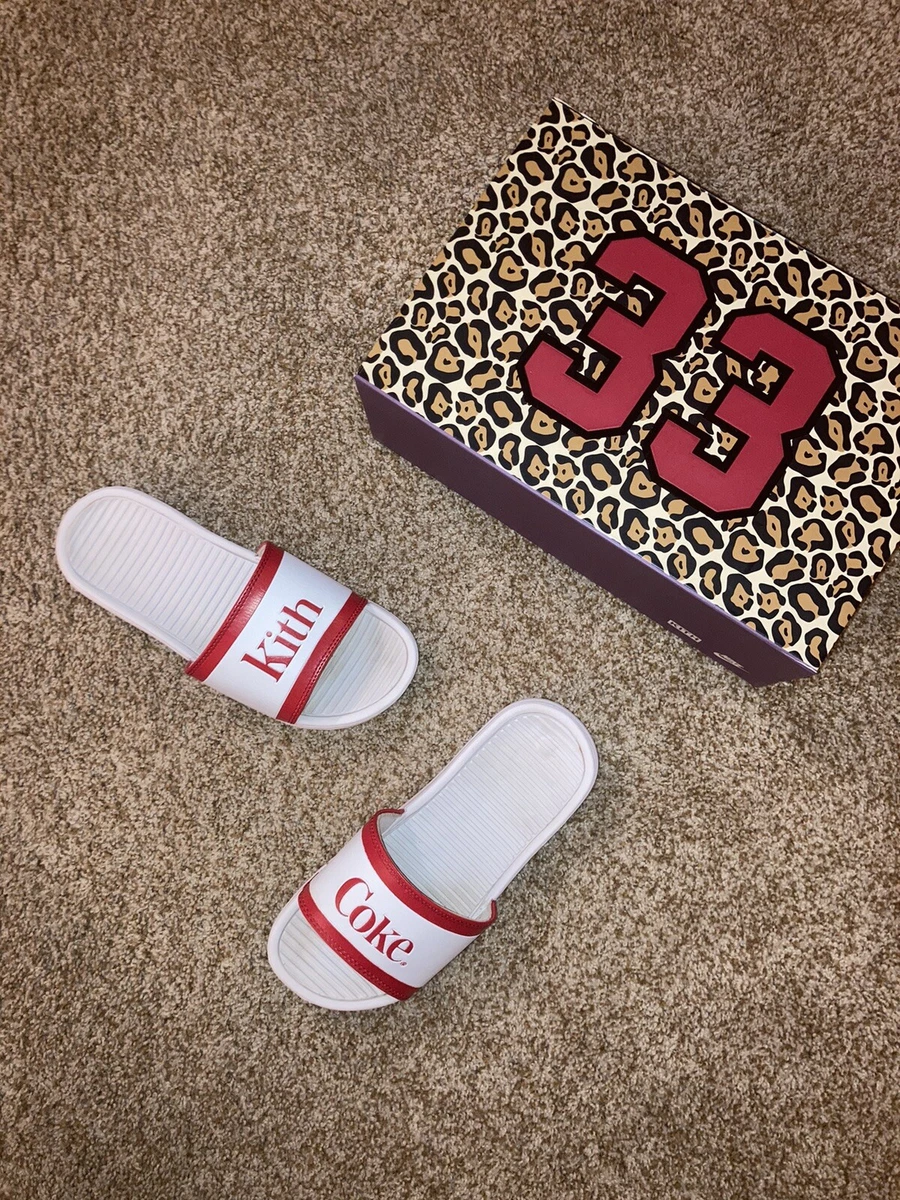 Kith x CocaCola Coke Chancletas White Slides Mens Size 8 KH9315 110 Hype Shoes