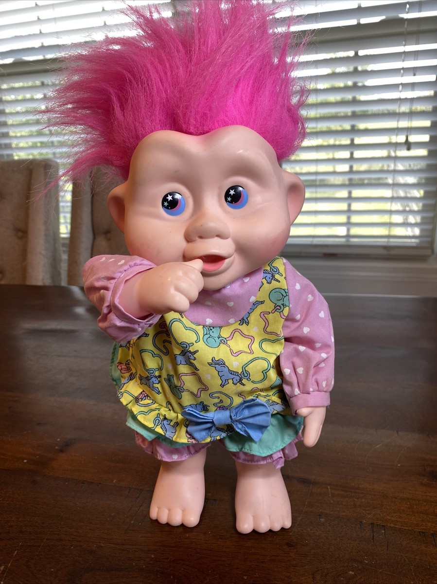 Vintage 1991 MAGIC TROLLS 13” Doll Applause RARE! Pink Hair w