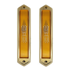 Vintage Coach Side Marker Limo Opera Lights Amber Lens Gold Housing Pair 8