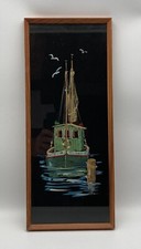 Acquerello Nave da Pesca Marinaio Romantico Mark Motivo Tatuaggio Stile Vintage