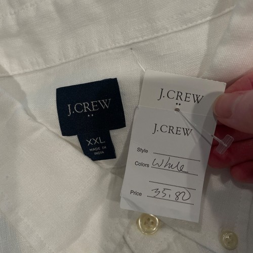 J.Crew Factory Men's Sz XXL White Short Sleeve Linen-Blend Shirt AL188 - Picture 3 of 9