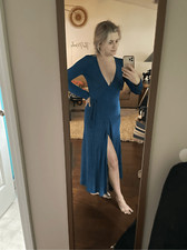 Intimately Free People Blue Long Sleeve Maxi Wrap Dress Size XS