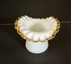 Fenton Gold Crest Ruffled Hat Vase Planter Decor Vintage 3.5” Glass Crimped Mcm
