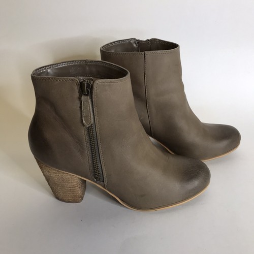 BP Womens Taupe Leather Distressed Ankle Boots, Side Zip, 3" Heel Size 7.5M - Picture 4 of 12