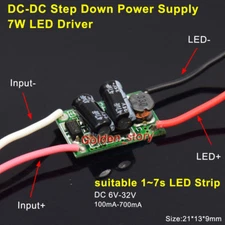 1W~7W LED Driver Power Supply 100mA~700mA  DC-DC Step Down Module DC 6V 12V 24V