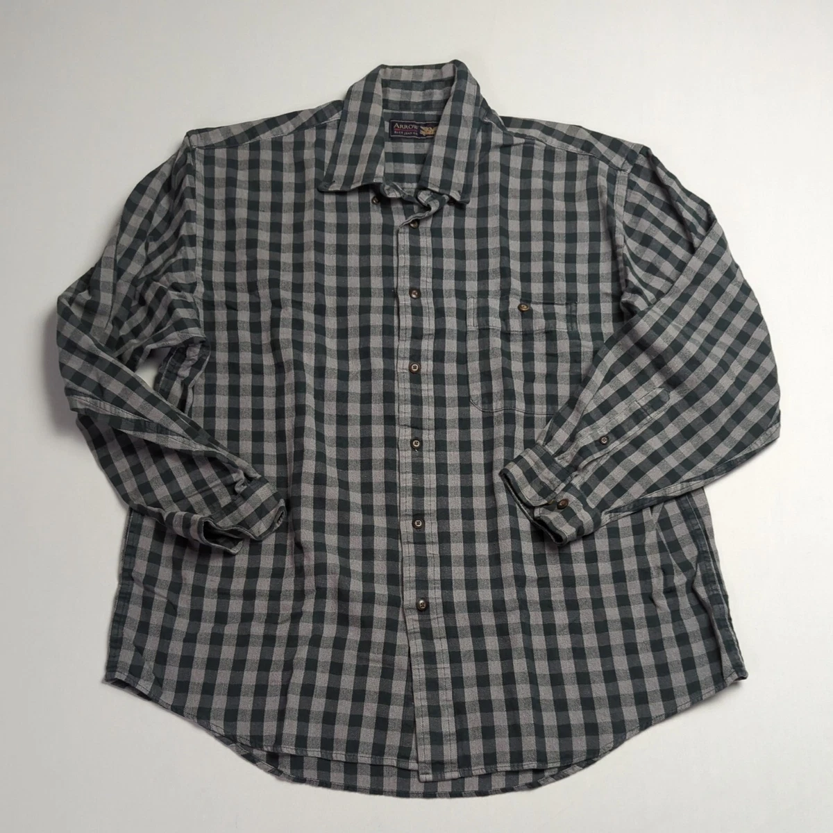 Arrow Blue Jeans Co. Mens Large L Plaid Flannel Button Down Shirt