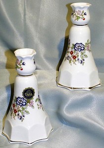 Royal Tara bone china - Candle holders - Harmony Pattern - Set of 2