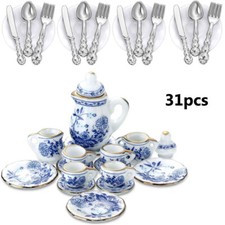 31pcs/set 1:12 Dollhouse Miniature Ceramic Tea Cups Plate Tableware Accessories