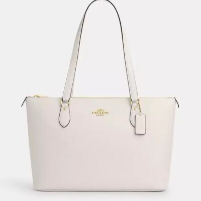 NWT Coach Gallery Tote Bag In Signature Canvas CV402 Gold/Chalk | eBay