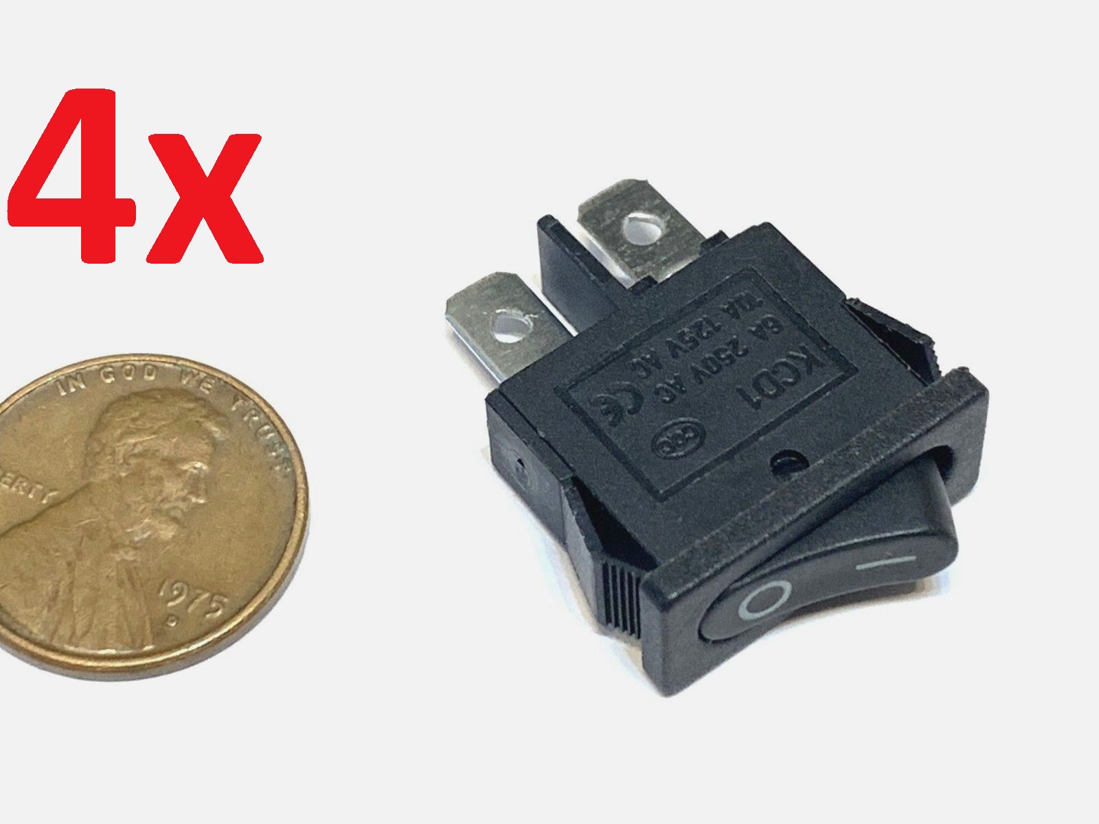 4 Pieces black rocker switch slim small micro on/off 12v 6v t85 2pin on-off B8