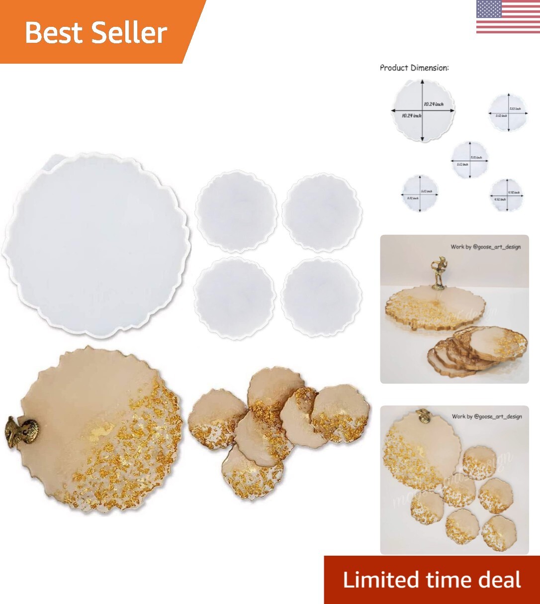 Geode Agate Coasters and Large Tray Silicone Molds - Crafters' Favorite Set