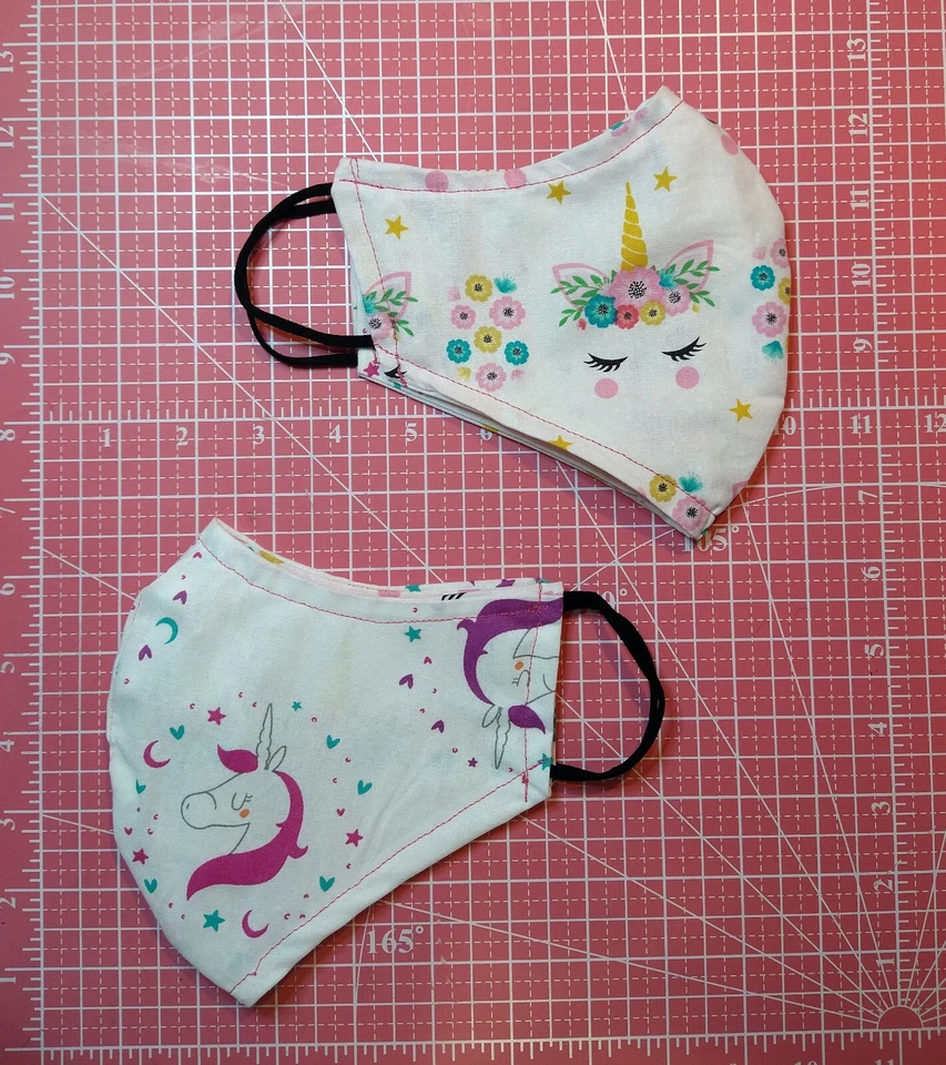 Unicorn Flowers REVERSIBLE  Unicorn Stars Hearts (Handmade Face Mask) Multi Size - Image 2 of 4
