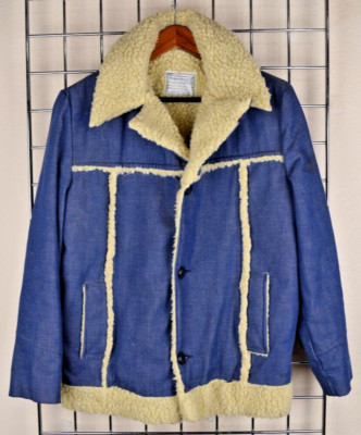 Vintage Towncraft Boys Denim Coat Size S/M 60s Denim Cream Colored