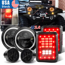 2007-2017 Combo For Jeep Wrangler Jk 7 Led Headlights 4 Fog Lamps Tail Lights