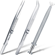Honoson 3 Pack Diamond Tweezers Gem Stone Jewelry Locking Tweezers Stainless Ste