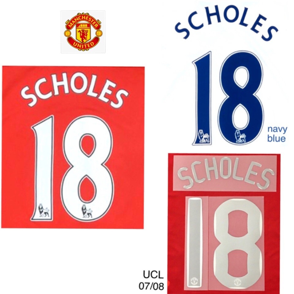 Manchester United 07/08 L パッチ付き スコールズ18 Vintage Soccer Jersey SCHOLES #18 Manchester United Away