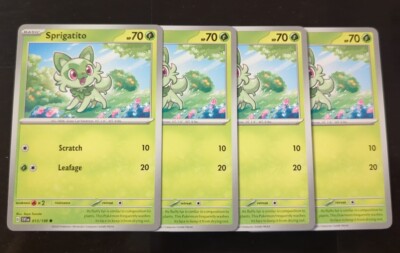 Scarlet & Violet Base Set Sprigatito (x4) 13 Grass Type Play Set 4 cards |  eBay