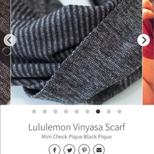 Lululemon Vinyasa Scarf Mini Check Pique Black Striped Gray Excellent Condition