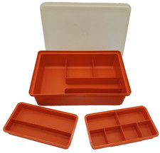 Vintage Tupperware Tuppercraft XL Sew/Craft/Tackle Box Organizer 1421 Orange 