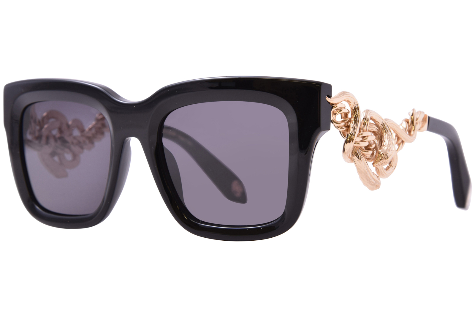 Солнцезащитные очки Roberto Cavalli SRC041M 0700 Блестящие черные дымчатые квадратной формы 52 мм 107690₽