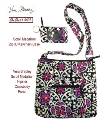 Vera Bradley Scroll Medallion Hipster Crossbody Bag Purse Zip ID Keychain VGC