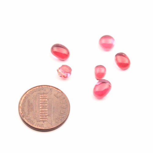 Lot (6) Czech antique cranberry pink glass drop cabochons jewelry lamp design - Picture 3 of 3